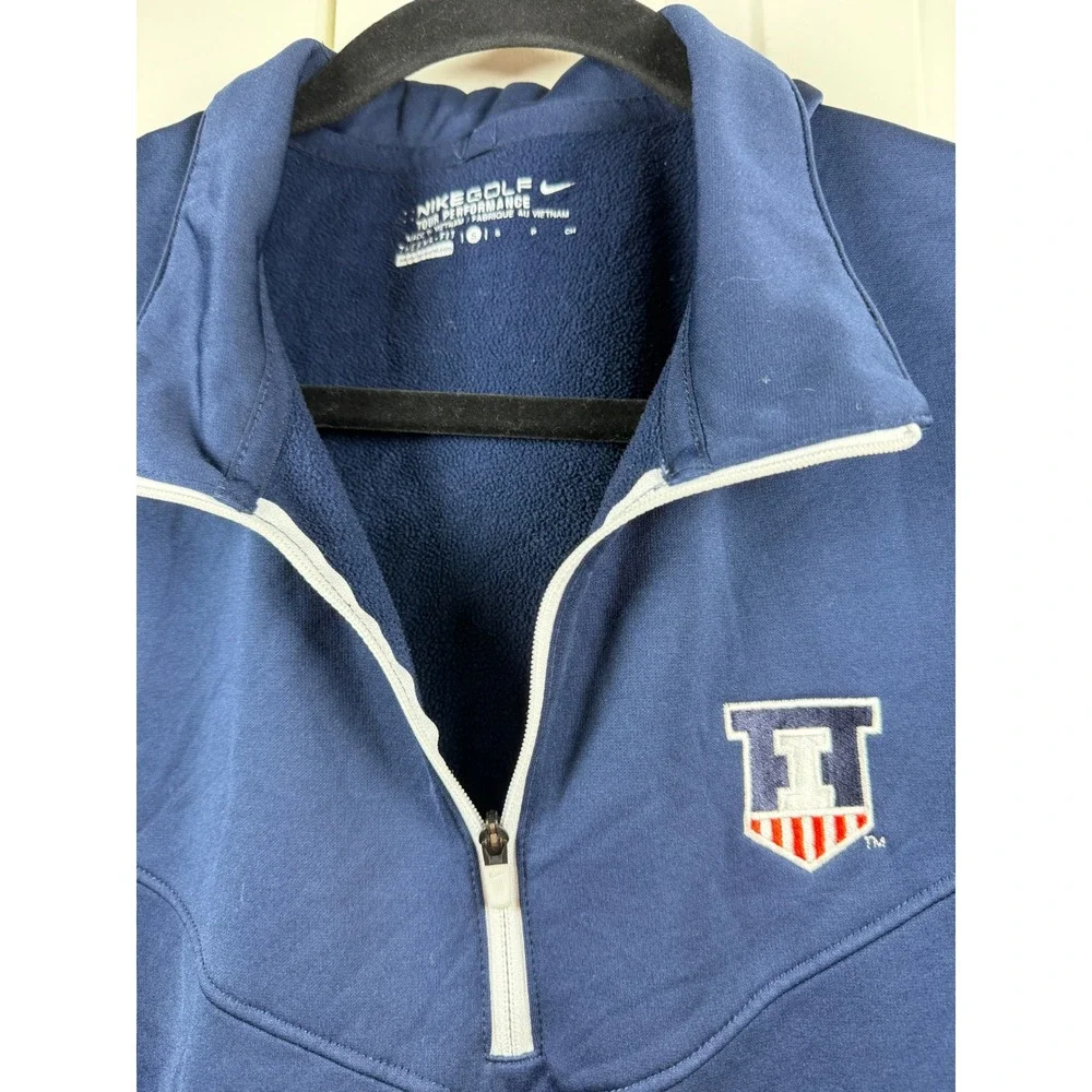 Nike Golf Therma-FIT Quarter Zip Pullover Mens Small Navy  Fighting Illini